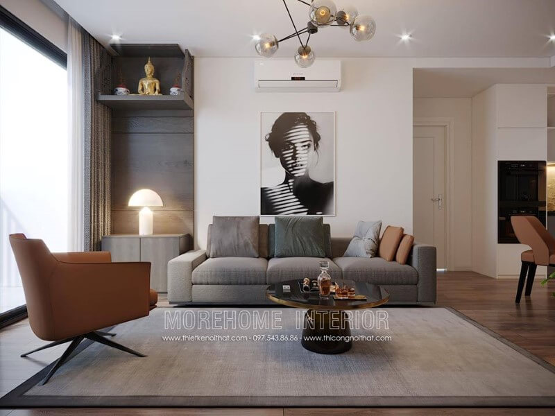 Trang trí phòng khách chung cư với sofa màu xám đẹp Mẫu thiết kế nội thất chung cư đẹp