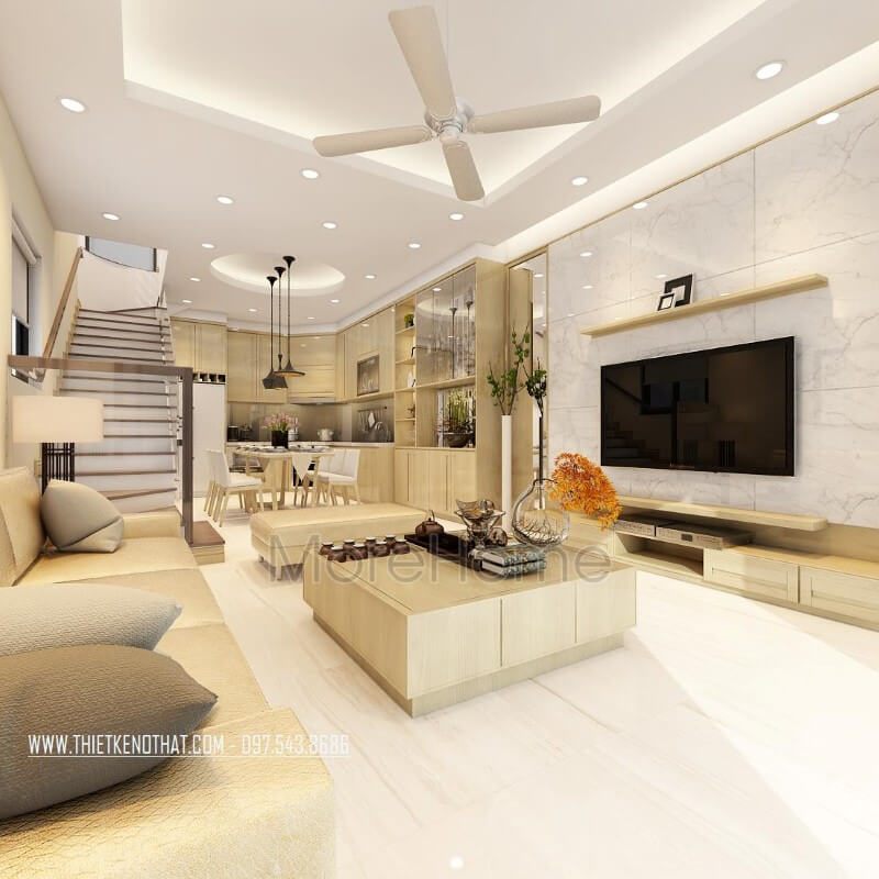 Bộ sofa bọc da đẹp hiện đại khung gỗ tự nhiên kết hợp với bàn trà nhẹ nhàng giúp tăng vẻ đẹp thẩm mỹ cho căn phòng